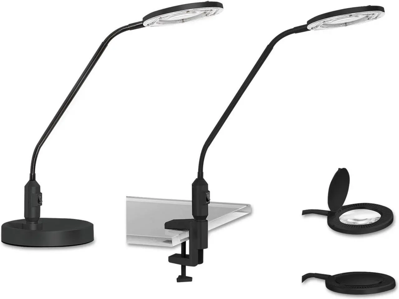 Alt view image 11 of 20 - Desktop LED Magnifier Lamp, 19" High, Black ALELEDM765B