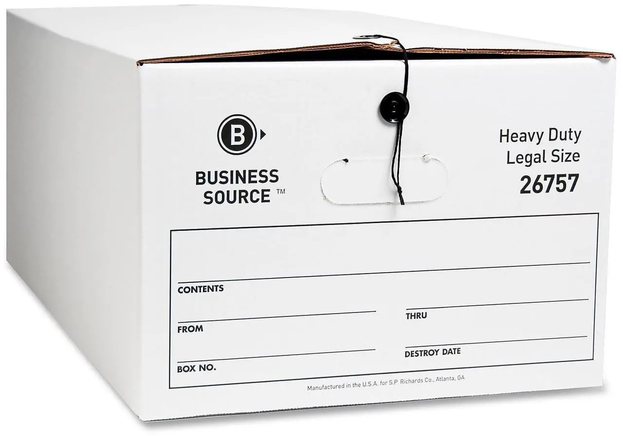 Alt view image 2 of 6 - Business Source Storage Box Legal 700 lbs 15"x24"x10" 12/CT White 26757