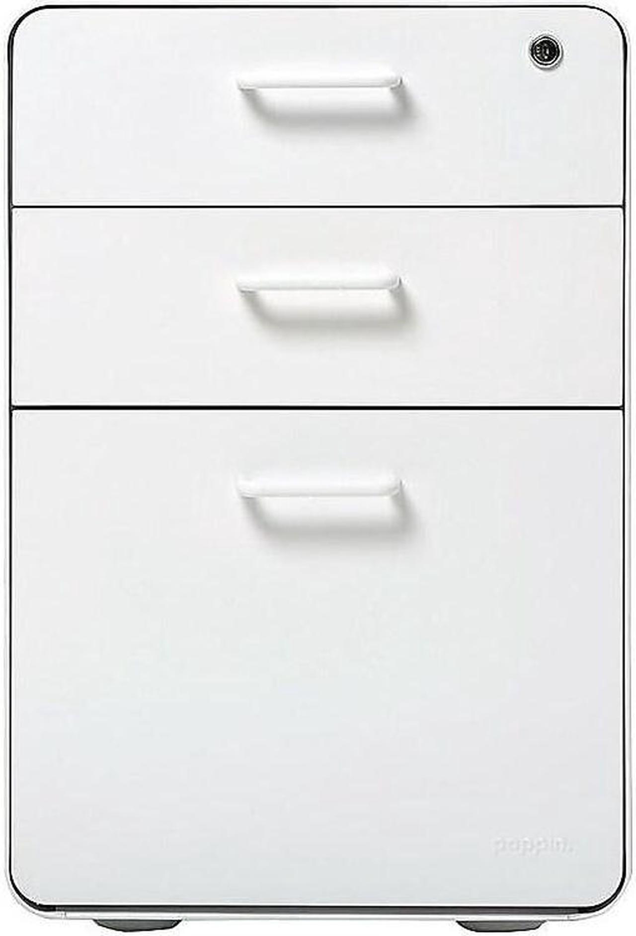 Alt view image 3 of 7 - Poppin Stow 3-Drawer Mobile Vertical File Cabinet Letter/Legal Size Lockable 24"