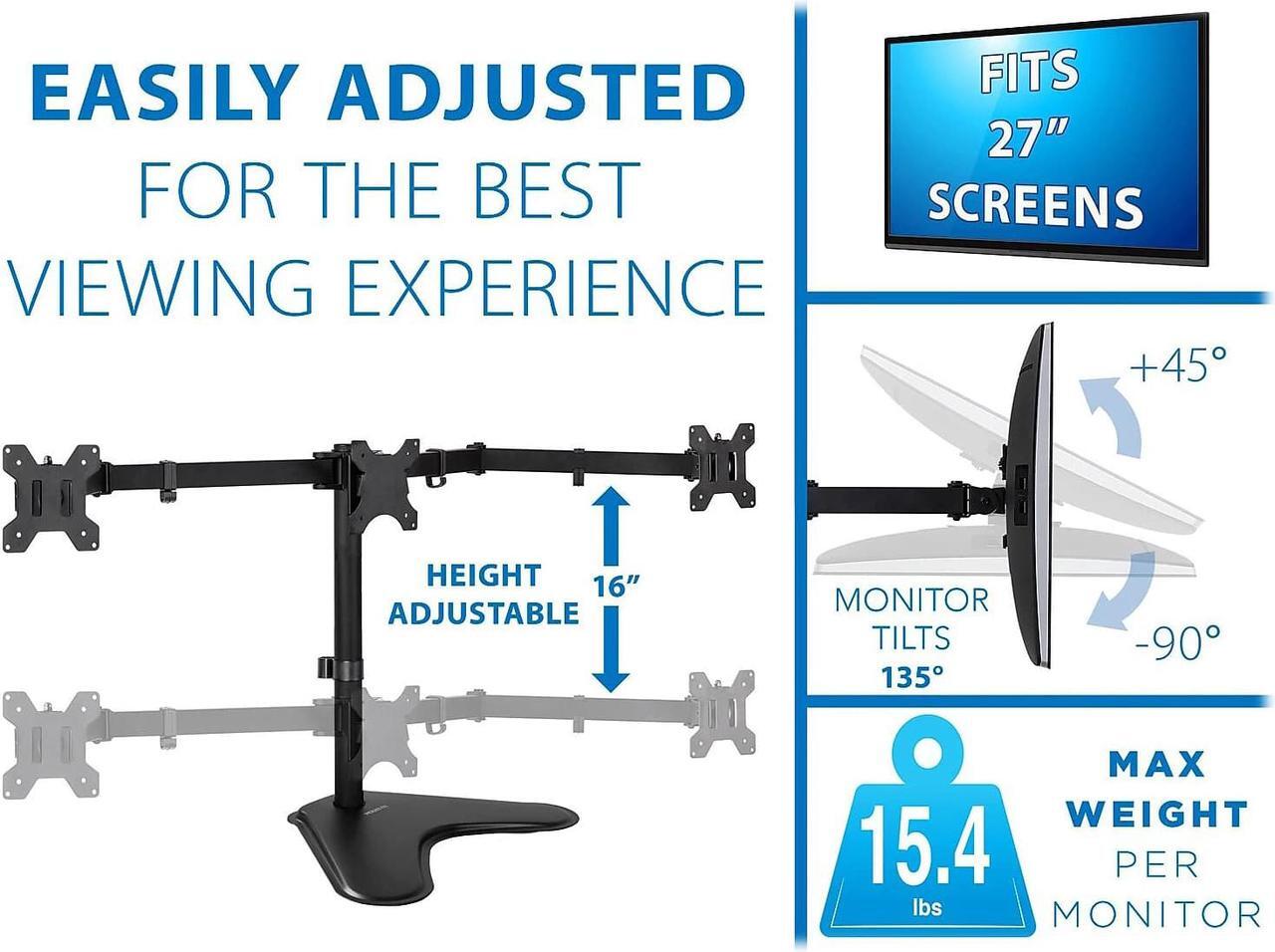 Alt view image 13 of 13 - Mount-It! Adjustable Triple Monitor Stand Up to 32" Black (MI-2789XL)