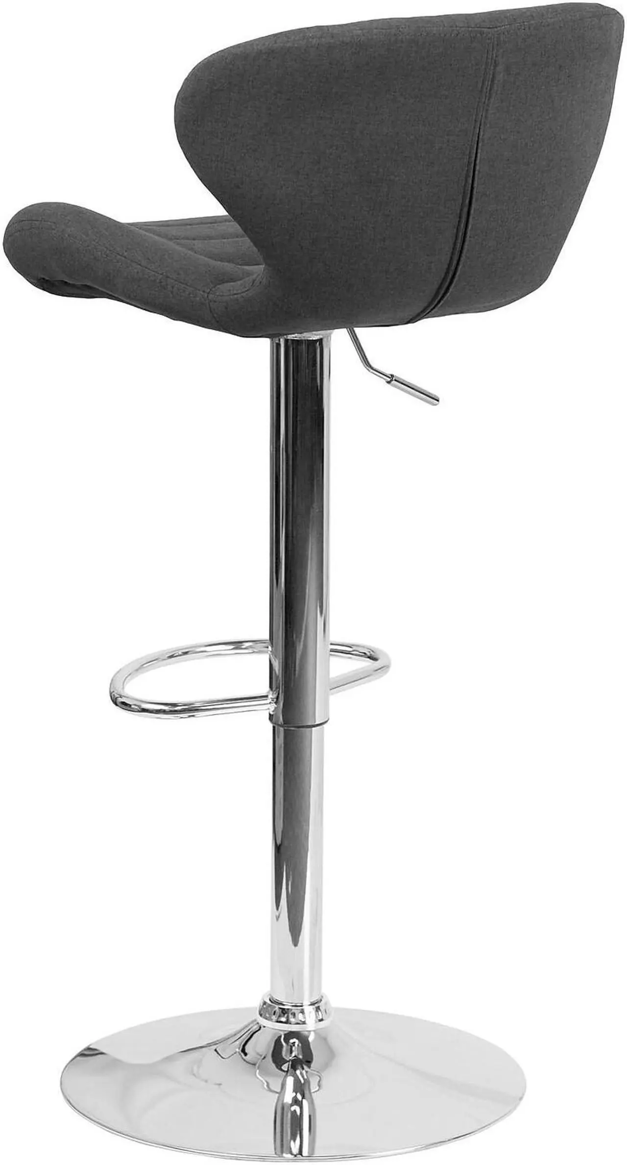 Alt view image 12 of 20 - Contemporary Charcoal Fabric Adjustable Height Barstool with Curved Back and Chrome Base