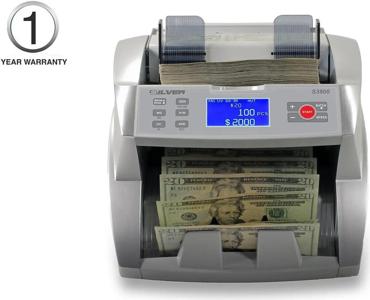 Alt view image 3 of 3 - SILVER by AccuBANKER S3500 Flex Bill Counter (AB3500)