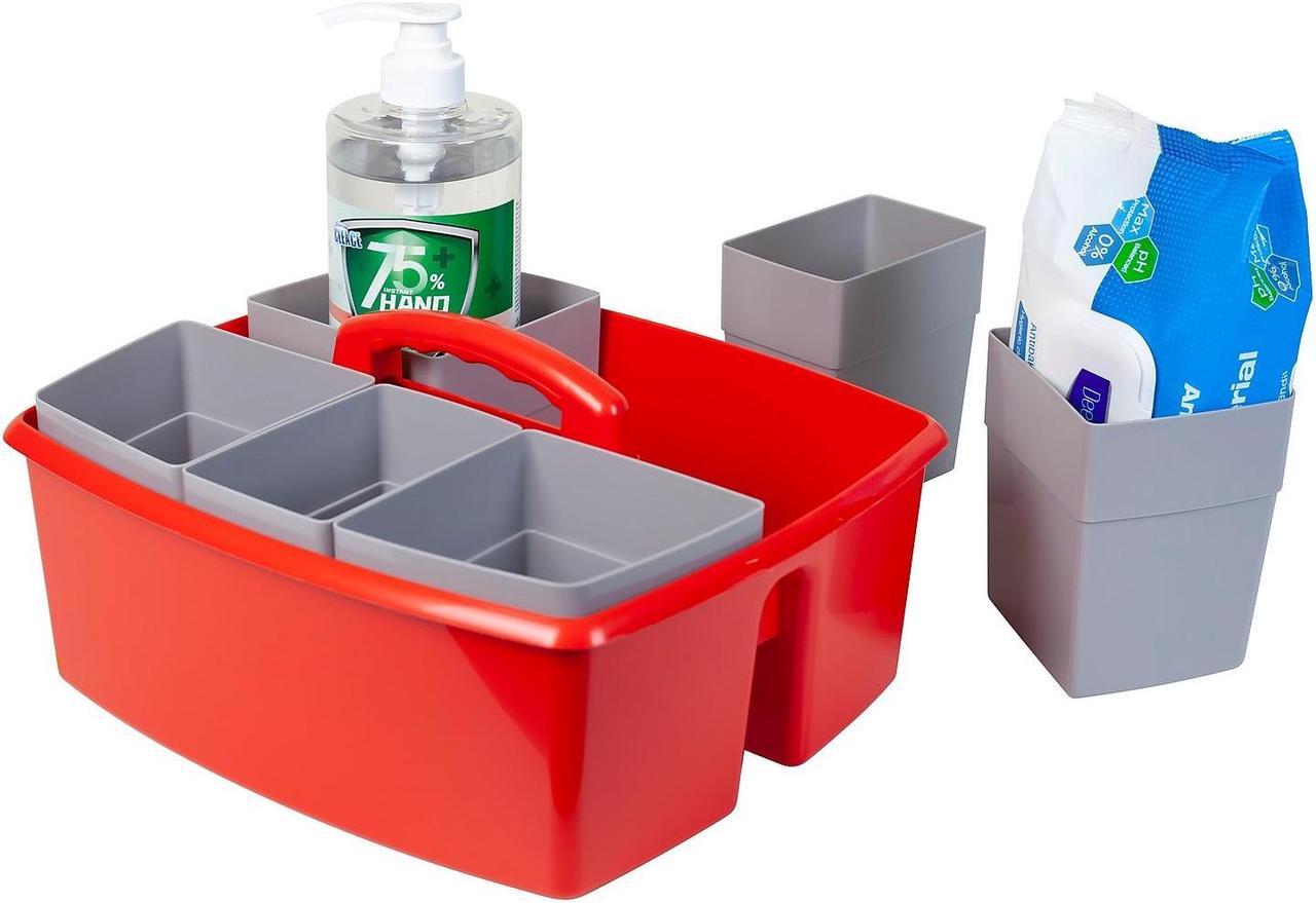 Alt view image 6 of 7 - Storex Large Caddy with Sorting Cups Red 2 Pack (00981U02C)