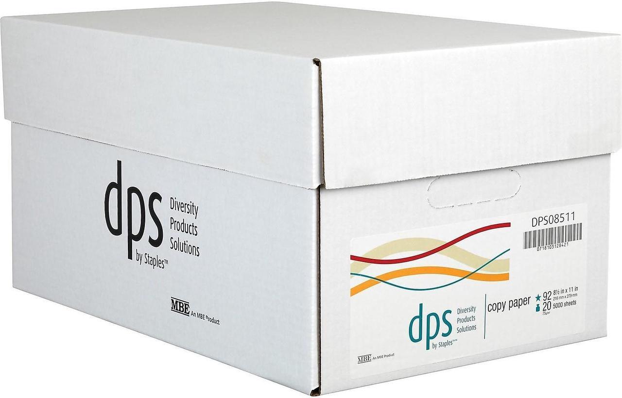 Main image of DPS by Staples 8.5" x 11" 3-Hole Punch Copy Paper 20 lbs. 92 Bright 500/RM 10 RM/CT DPS08511P