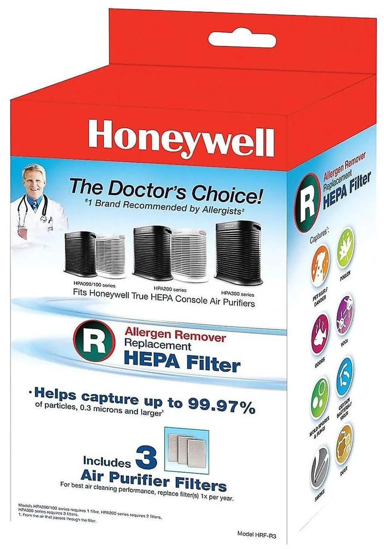 Alt view image 5 of 6 - Honeywell  HRF-R3  True HEPA Replacement Filter R - 3 Pack