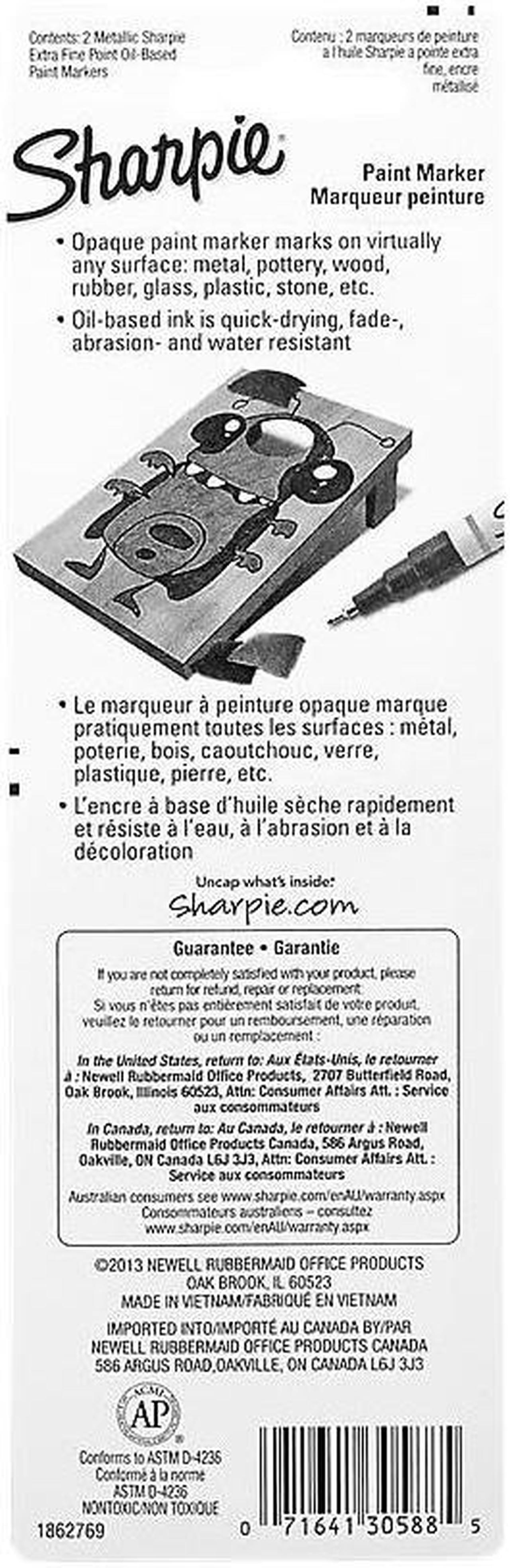Alt view image 7 of 7 - Sharpie Paint Markers Oil Base Extra Fine 2/PK Gold/Silver 30588PP
