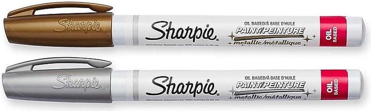 Alt view image 6 of 7 - Sharpie Paint Markers Oil Base Extra Fine 2/PK Gold/Silver 30588PP