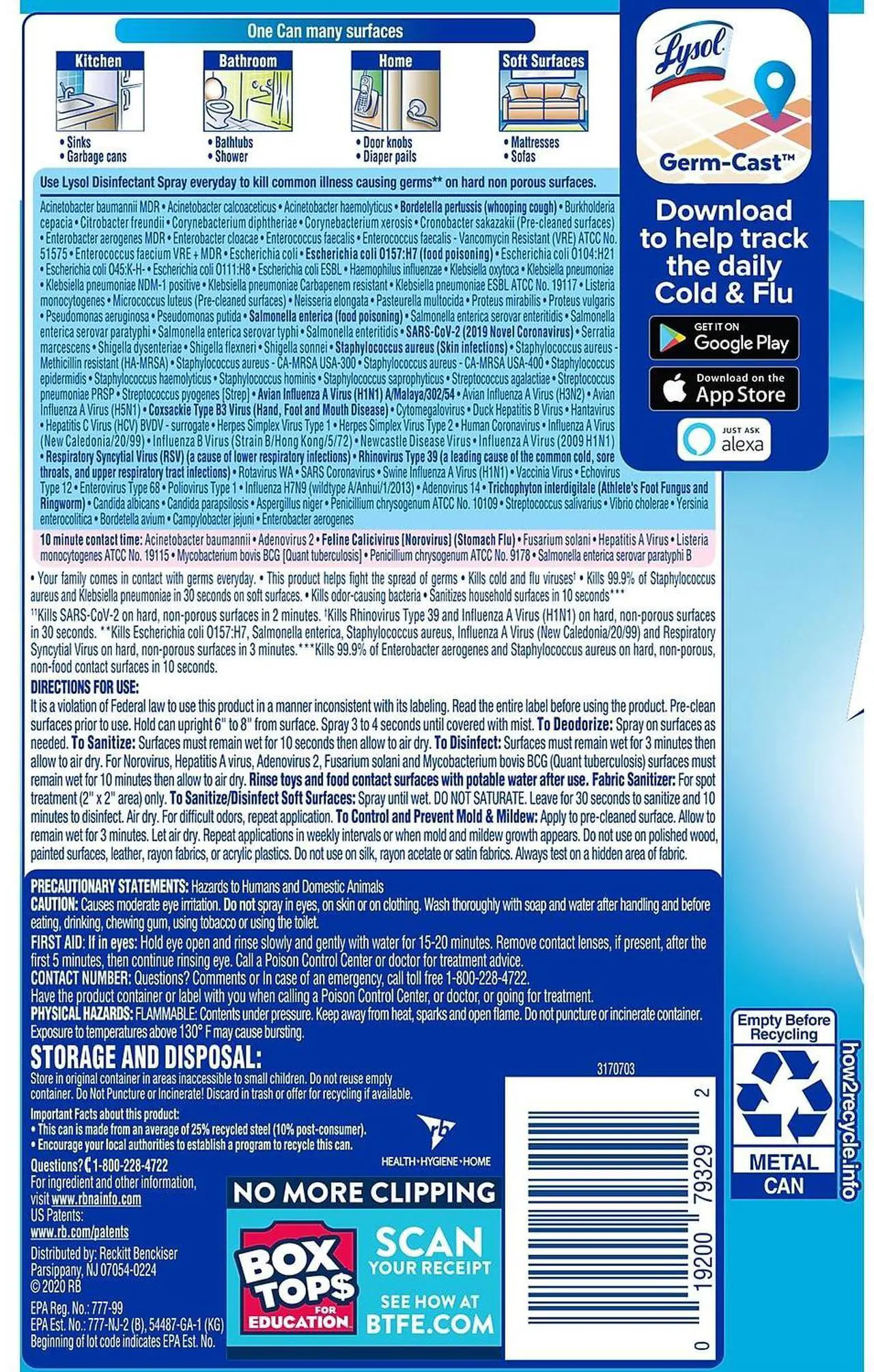 Alt view image 18 of 20 - Lysol Disinfectant Spray Crisp Linen Scent 19oz Aerosol 79329