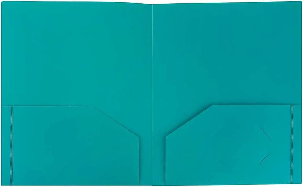 Alt view image 2 of 5 - JAM Paper Heavy Duty Plastic Two-Pocket School Folders Teal Blue OX57401D