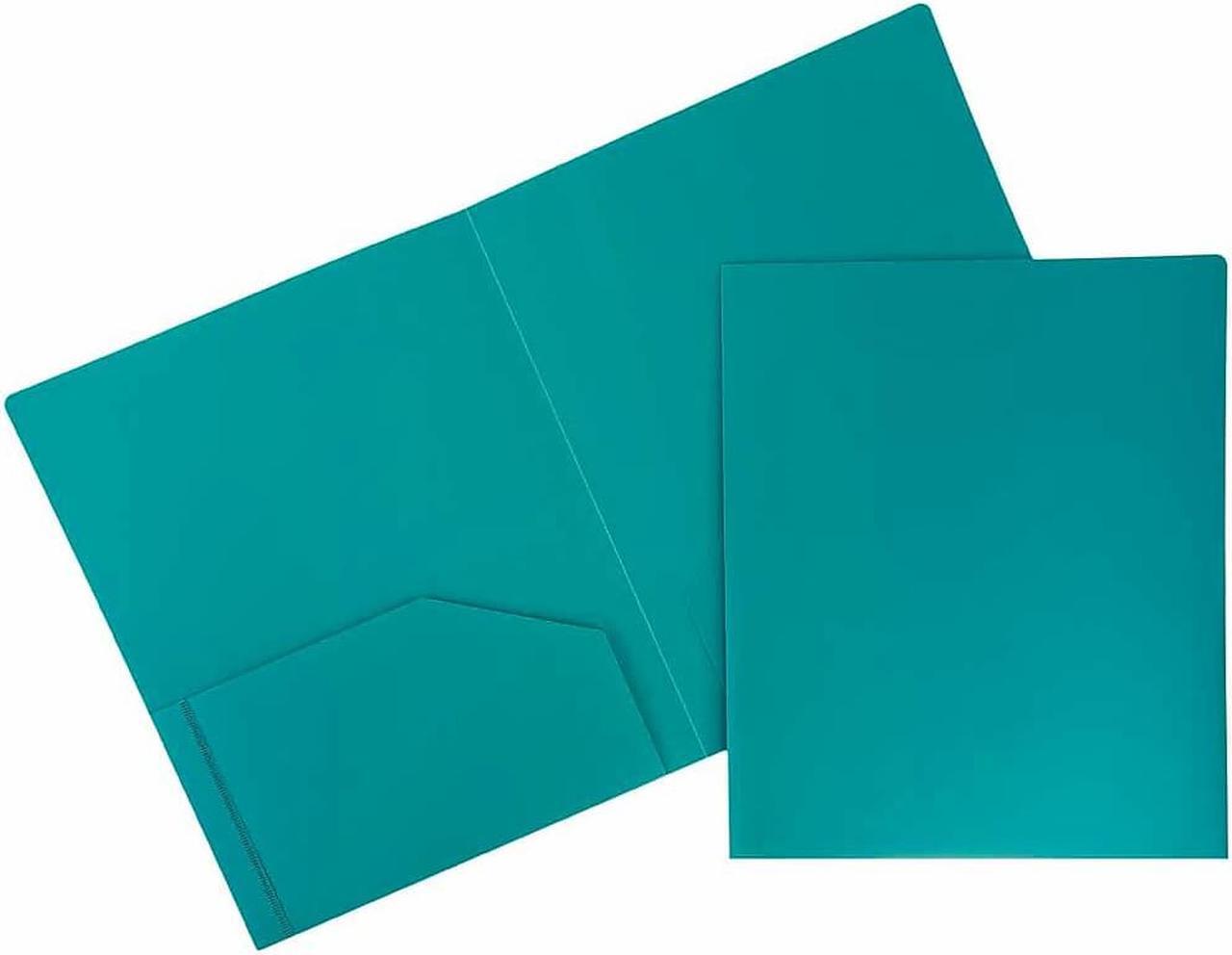 Main image of JAM Paper Heavy Duty Plastic Two-Pocket School Folders Teal Blue OX57401D