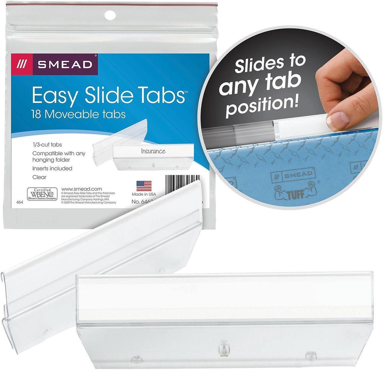 Alt view image 18 of 18 - Smead Easy Slide Hanging Folder Tab 1/3 Tab 3 1/2 in Clear 18/Pack 64626