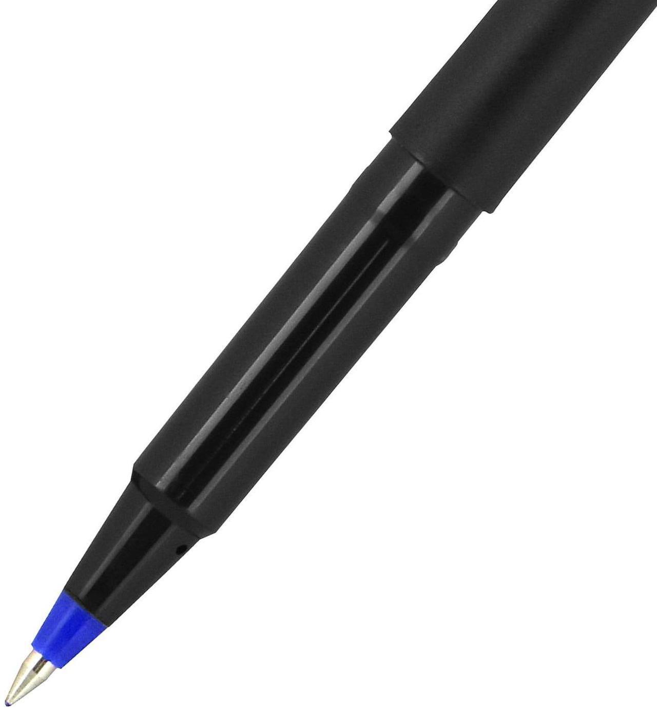 Alt view image 7 of 8 - uni-ball Stick Roller Ball Pen Micro 0.5mm Blue Ink Black Matte Barrel Dozen