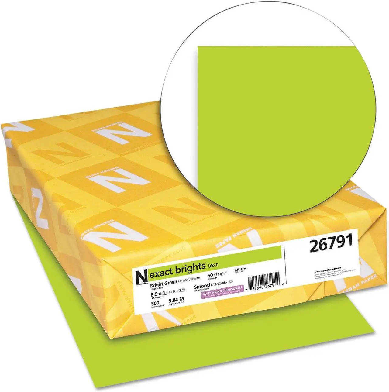 Alt view image 11 of 14 - NEENAH PAPER Exact Brights Paper 8 1/2 x 11 Bright Green 50lb 500 Sheets 26791