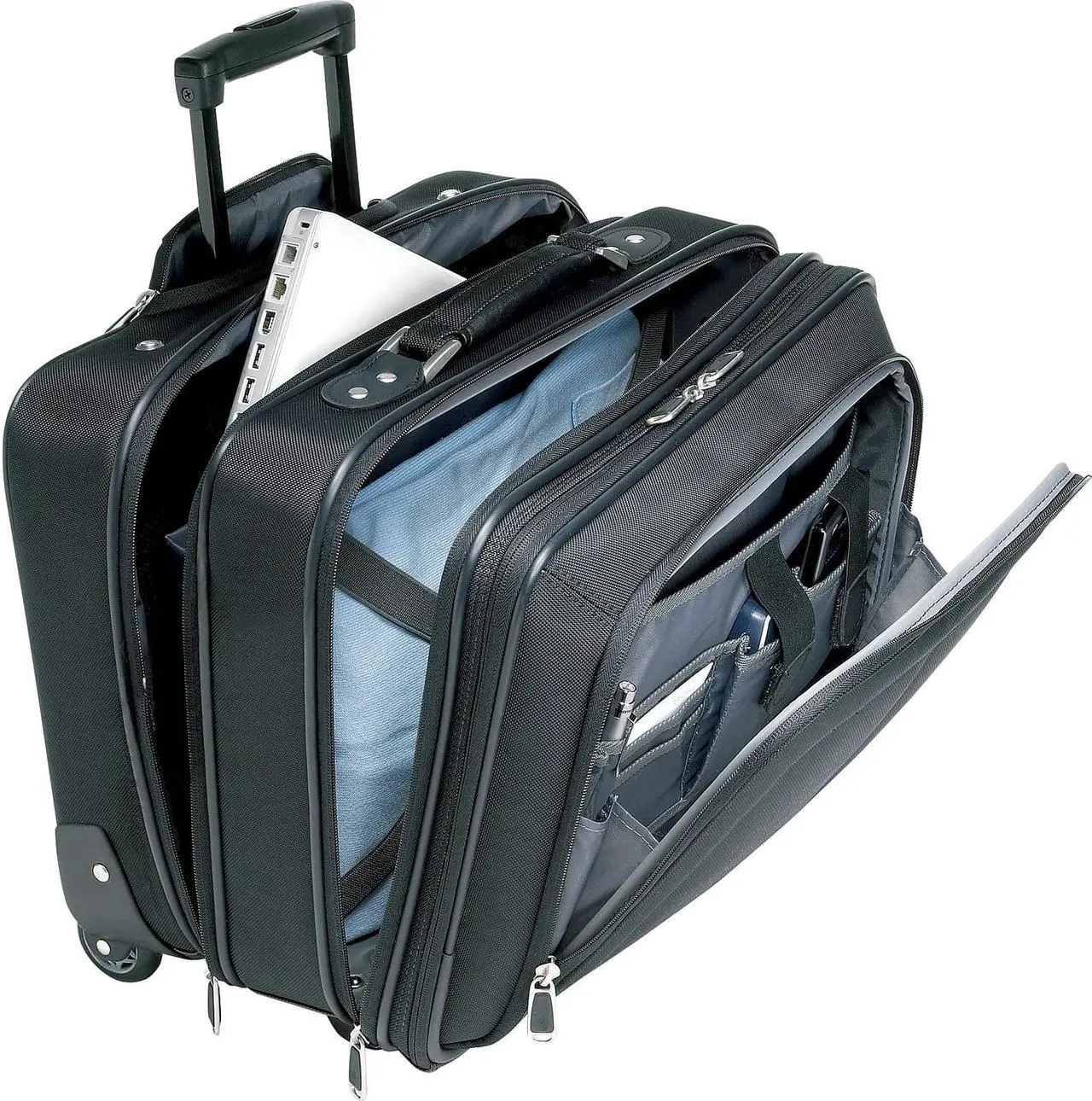 Alt view image 4 of 20 - Samsonite Mobile Office Rolling Notebook Case Nylon 17 1/2 x 9 x 14 Black