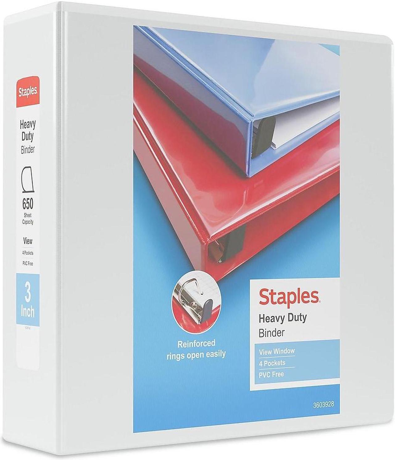 Main image of Staples Heavy Duty 3" 3-Ring View Binder White (24693) 82666