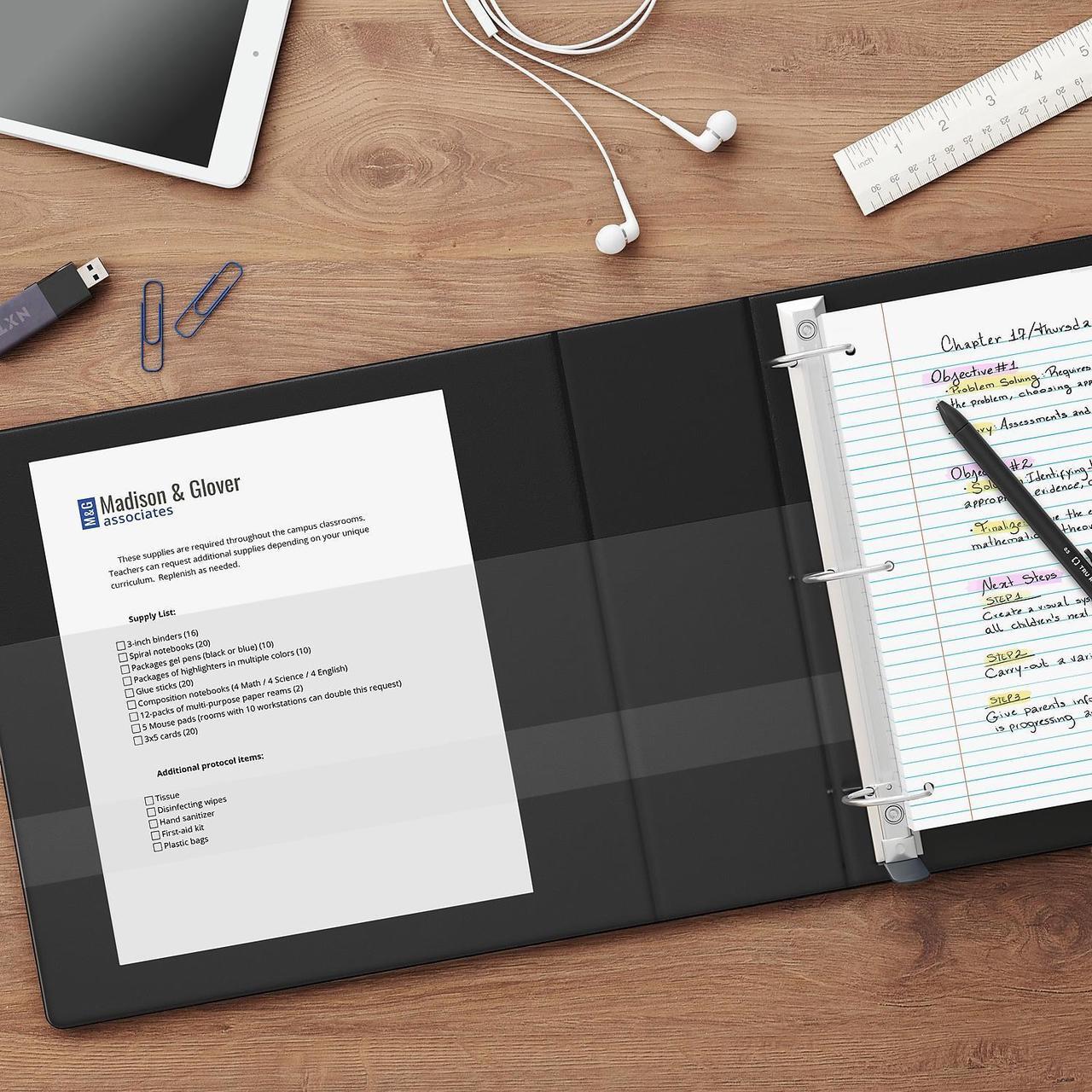 Alt view image 5 of 8 - Staples Heavy Duty 3" 3-Ring View Binder Black (24690) 82669