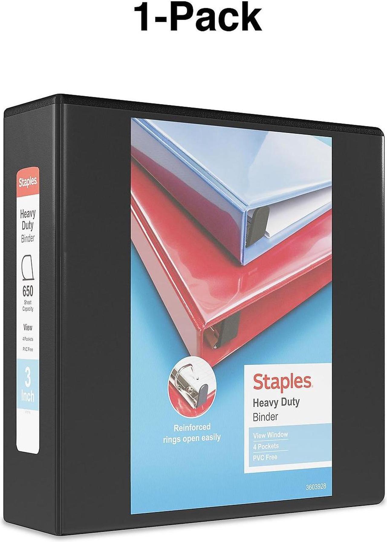 Alt view image 6 of 8 - Staples Heavy Duty 3" 3-Ring View Binder Black (24690) 82669