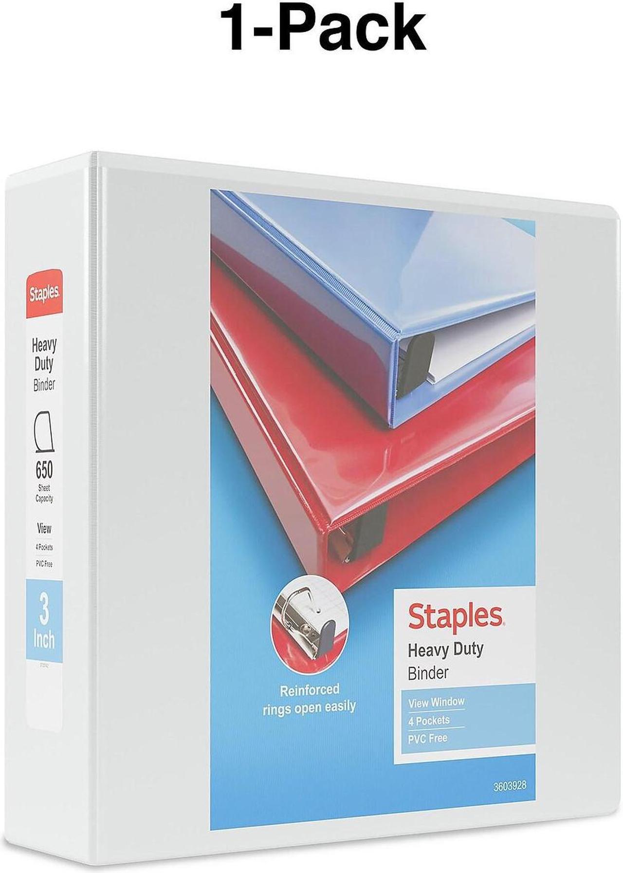 Alt view image 5 of 6 - Staples Heavy Duty 3" 3-Ring View Binder White (24693) 82666