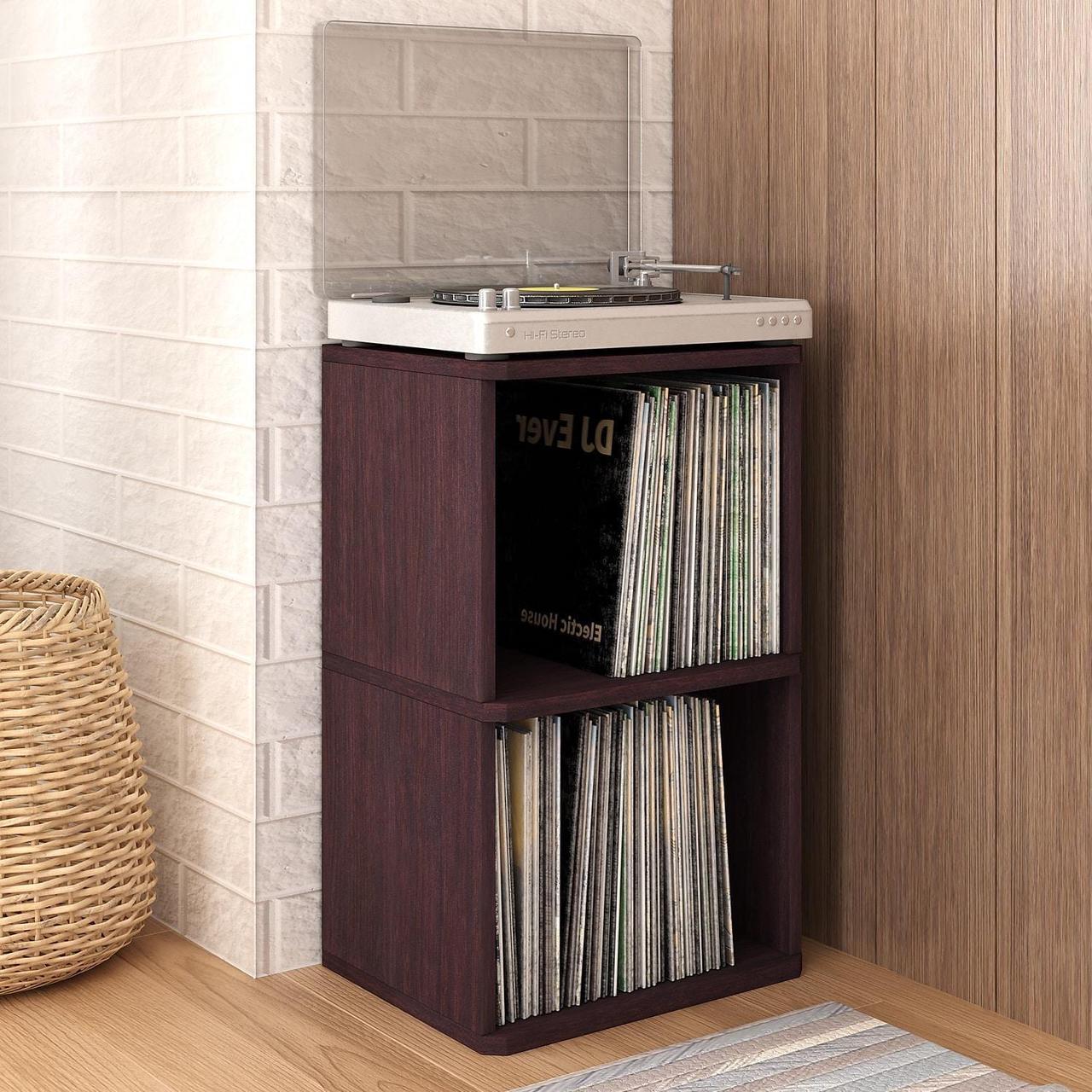 Alt view image 17 of 20 - Way Basics 29.1"H 2-Shelf Vinyl Record Storage Cube And LP Record Album Modern Eco Shelf, Espresso Wood Grain - Lifetime Guarantee