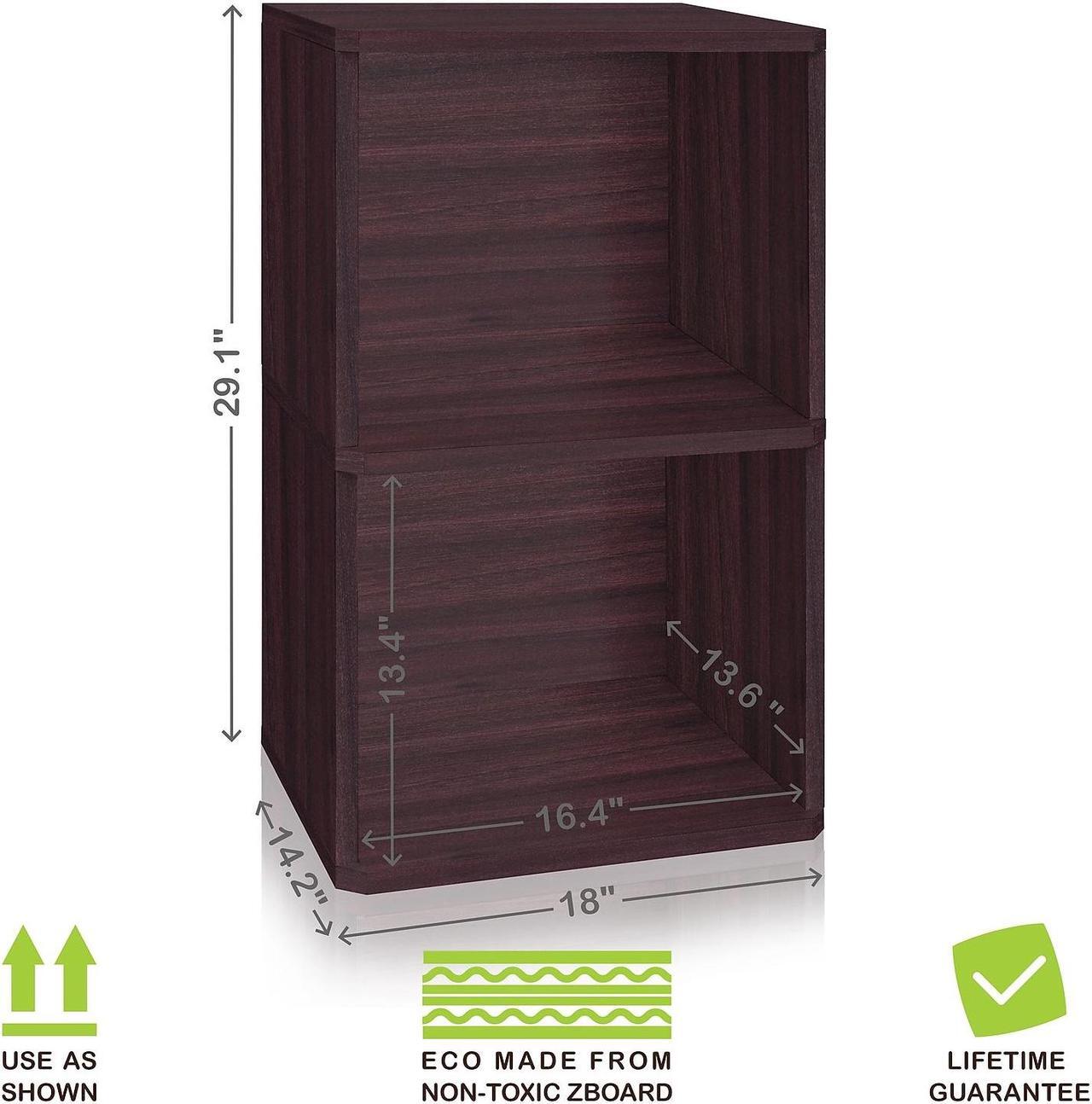 Alt view image 16 of 20 - Way Basics 29.1"H 2-Shelf Vinyl Record Storage Cube And LP Record Album Modern Eco Shelf, Espresso Wood Grain - Lifetime Guarantee