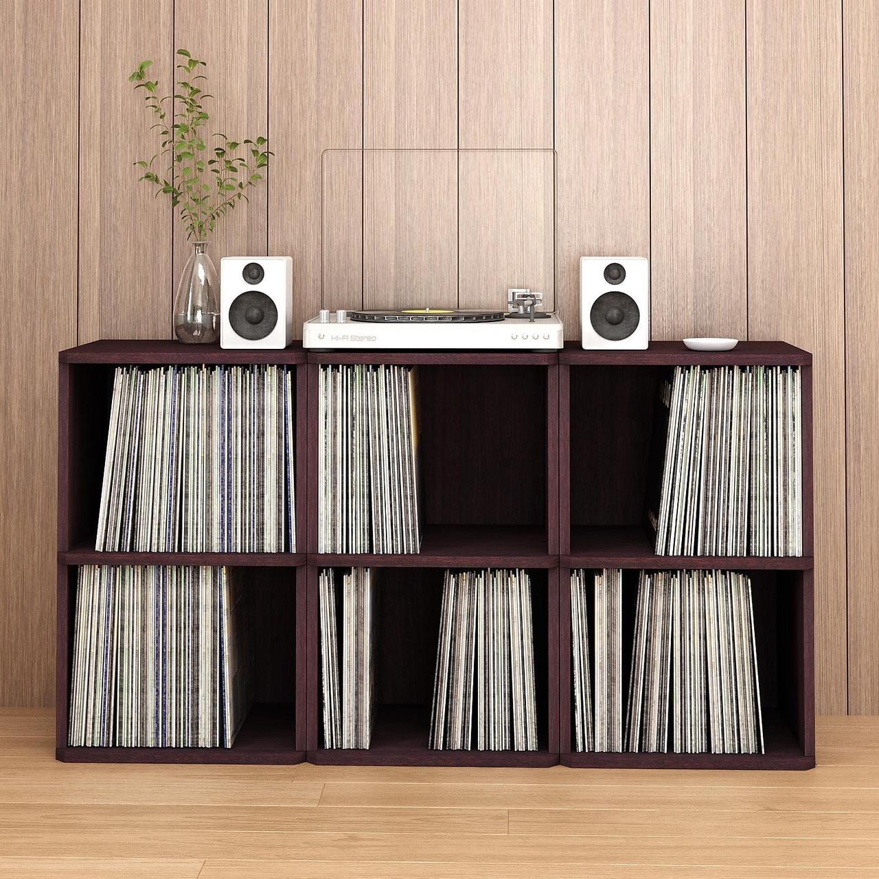 Alt view image 18 of 20 - Way Basics 29.1"H 2-Shelf Vinyl Record Storage Cube And LP Record Album Modern Eco Shelf, Espresso Wood Grain - Lifetime Guarantee