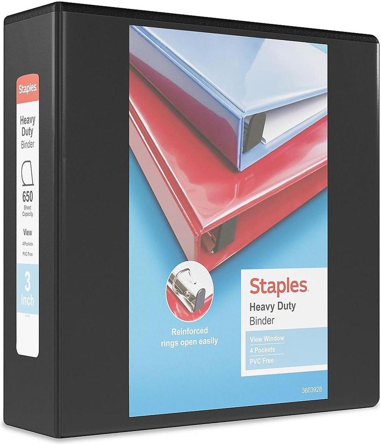 Main image of Staples Heavy Duty 3" 3-Ring View Binder Black (24690) 82669