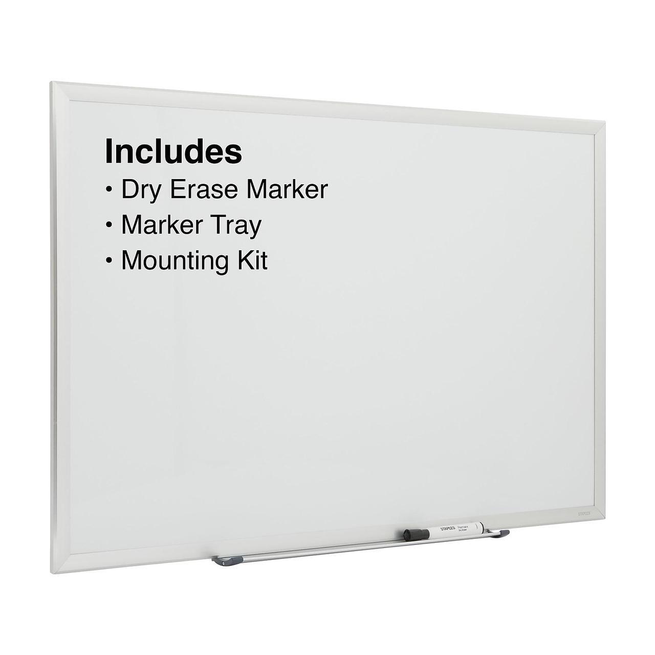 Alt view image 3 of 5 - Staples Standard Steel Whiteboard Aluminum Finish Frame 3'W x 2'H 52472/28688