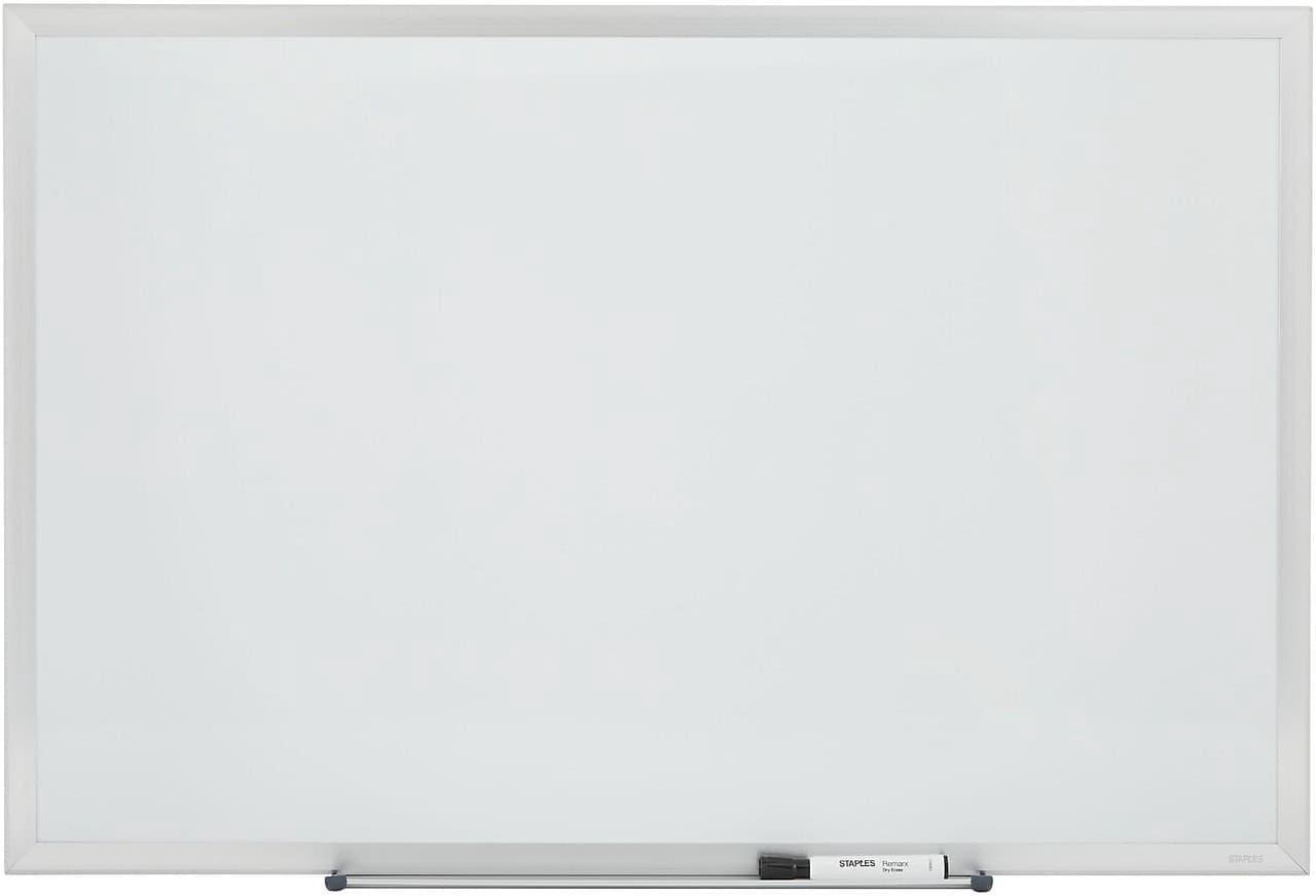Main image of Staples Standard Steel Whiteboard Aluminum Finish Frame 3'W x 2'H 52472/28688