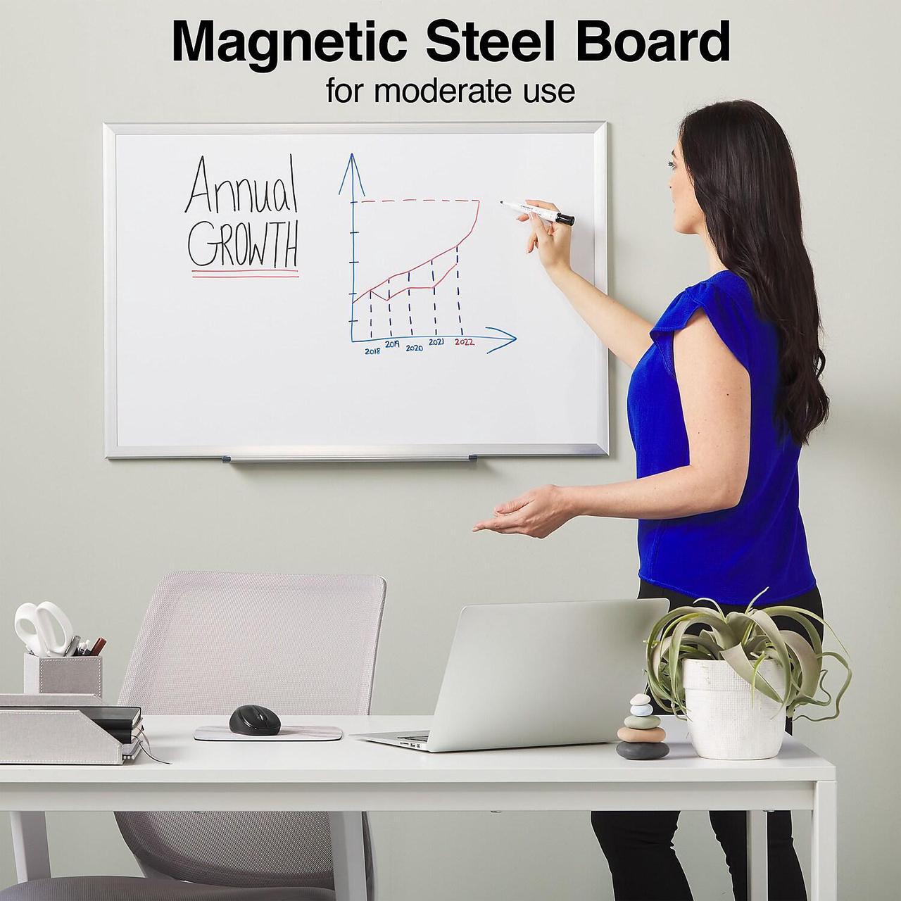 Alt view image 4 of 5 - Staples Standard Steel Whiteboard Aluminum Finish Frame 3'W x 2'H 52472/28688