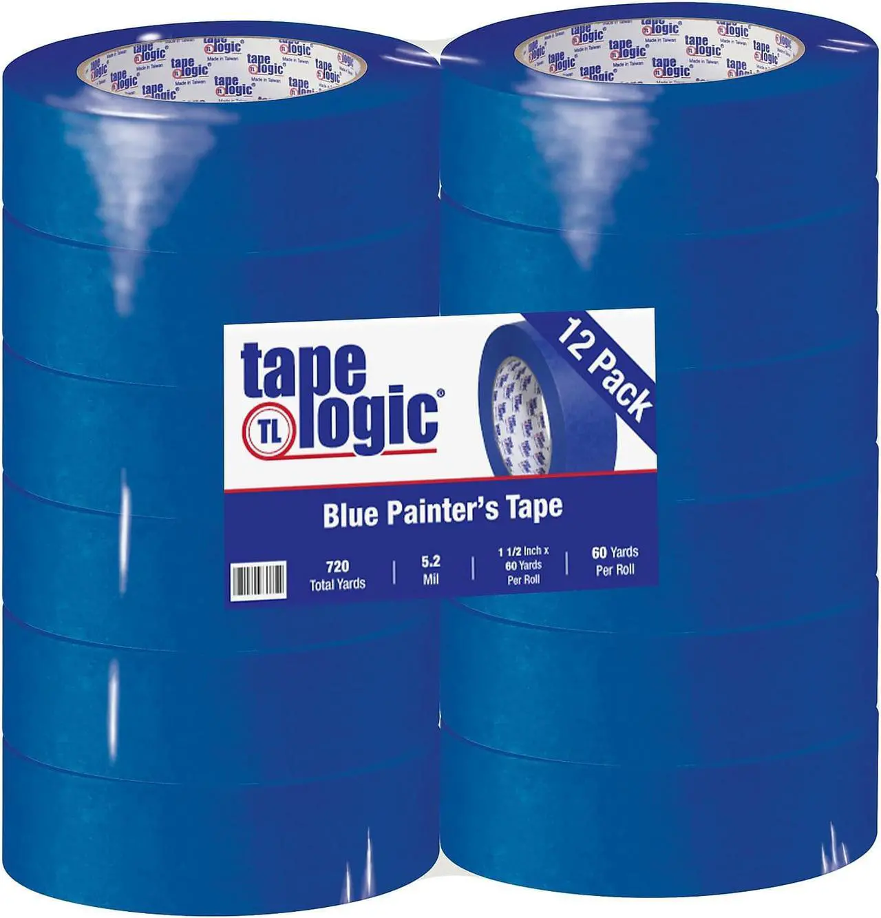 Main image of Tape Logic 3000 Painter's Tape 5.2 Mil 1 1/2" x 60 yds. Blue 12/Case (T936300012PK)