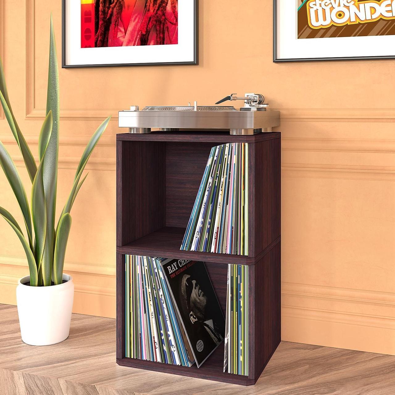 Alt view image 19 of 20 - Way Basics 29.1"H 2-Shelf Vinyl Record Storage Cube And LP Record Album Modern Eco Shelf, Espresso Wood Grain - Lifetime Guarantee