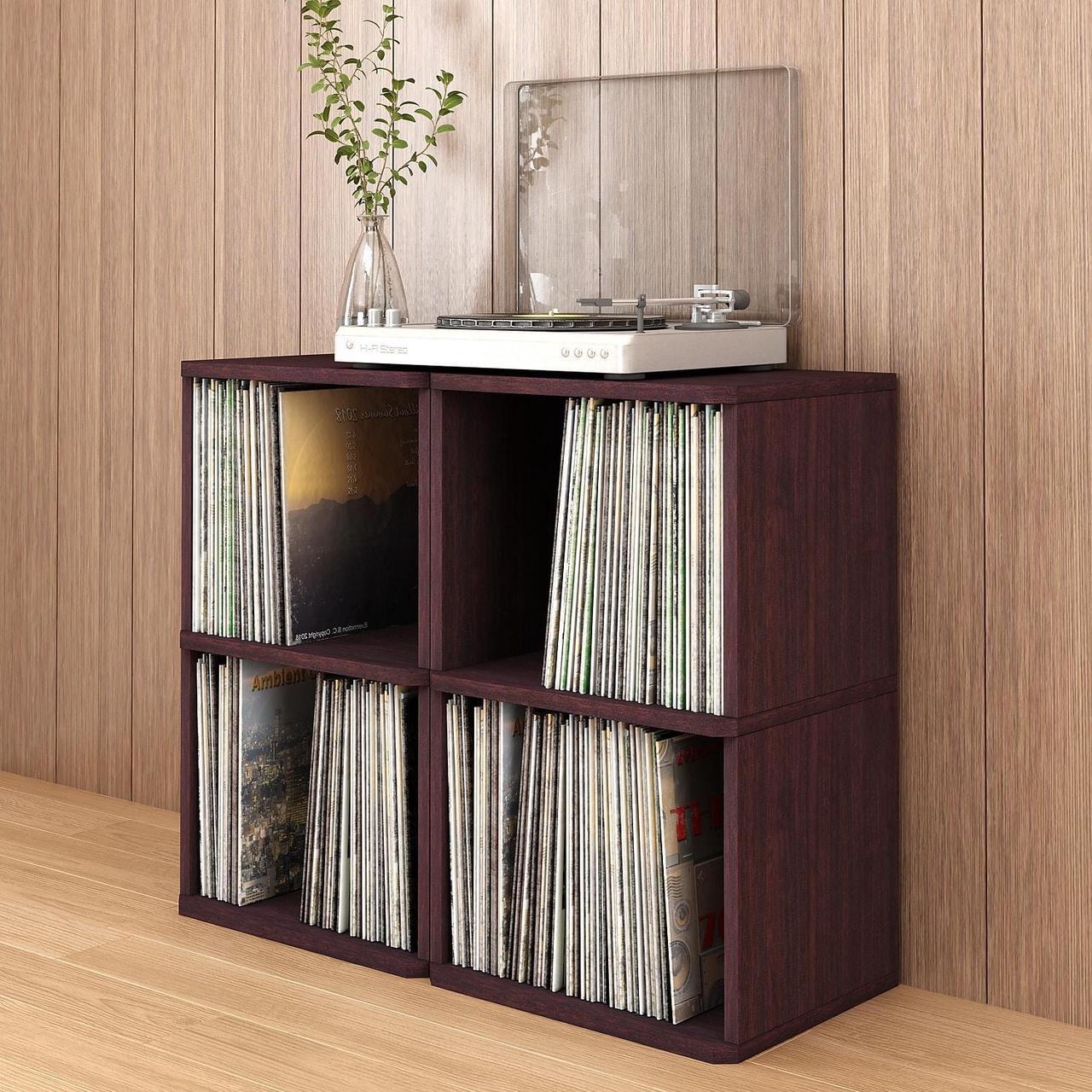 Alt view image 15 of 20 - Way Basics 29.1"H 2-Shelf Vinyl Record Storage Cube And LP Record Album Modern Eco Shelf, Espresso Wood Grain - Lifetime Guarantee