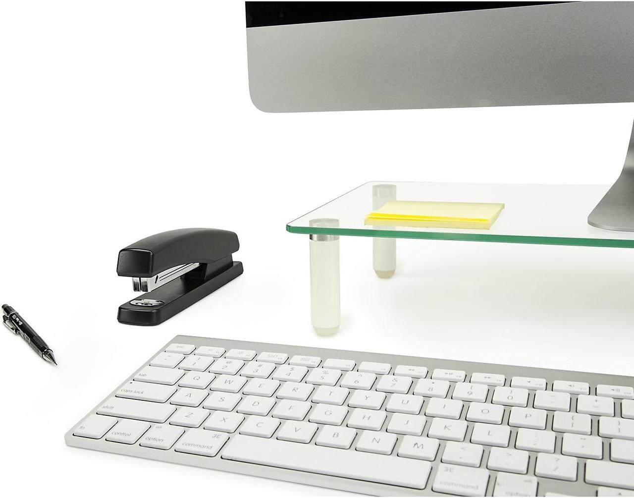 Alt view image 13 of 14 - Mount-It! Glass Monitor Stand Laptop Stand, Ergonomic Desk Riser and Organizer, 22 Inches Wide Tempered Glass, 44 Lb Carrying Capacity (MI-7263)