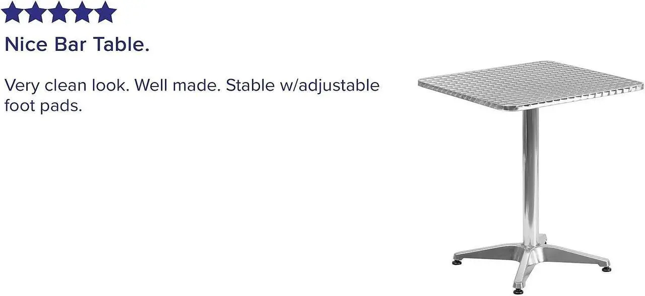 Alt view image 20 of 20 - 23.5'' Square Aluminum Indoor-Outdoor Table with Base