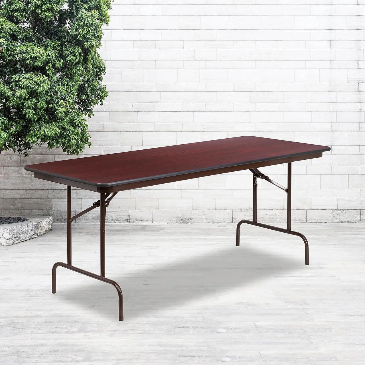 Alt view image 15 of 20 - 6-Foot High Pressure Mahogany Laminate Folding Banquet Table