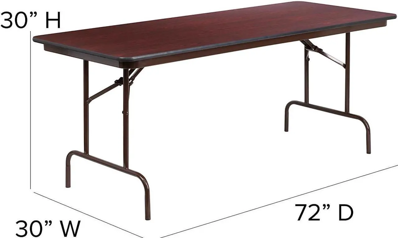Alt view image 18 of 20 - 6-Foot High Pressure Mahogany Laminate Folding Banquet Table