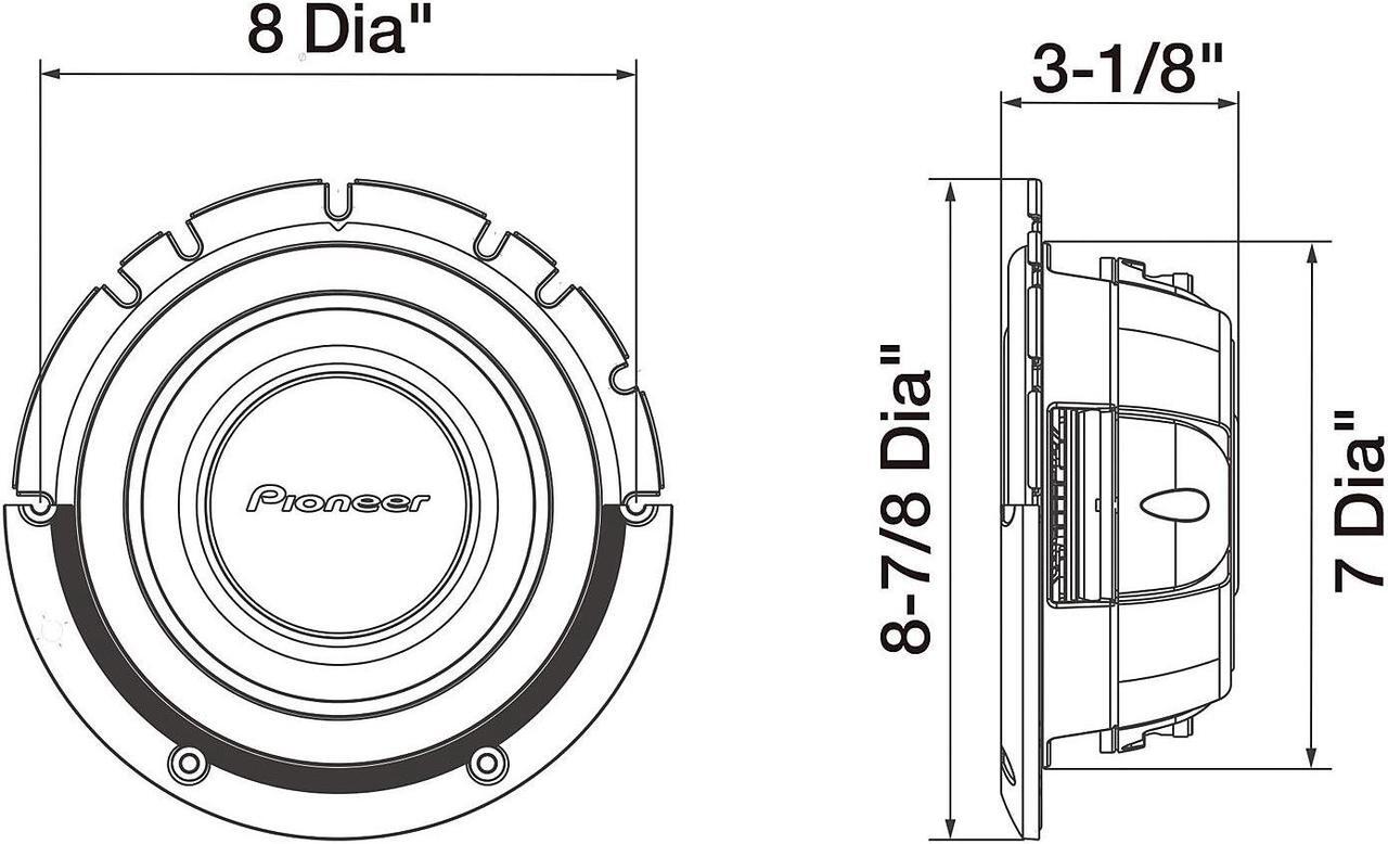 Alt view image 5 of 8 - Pioneer TS-A2000LD2 8" Shallow Mount Dual 2-ohm Car Subwoofer 700 Watts