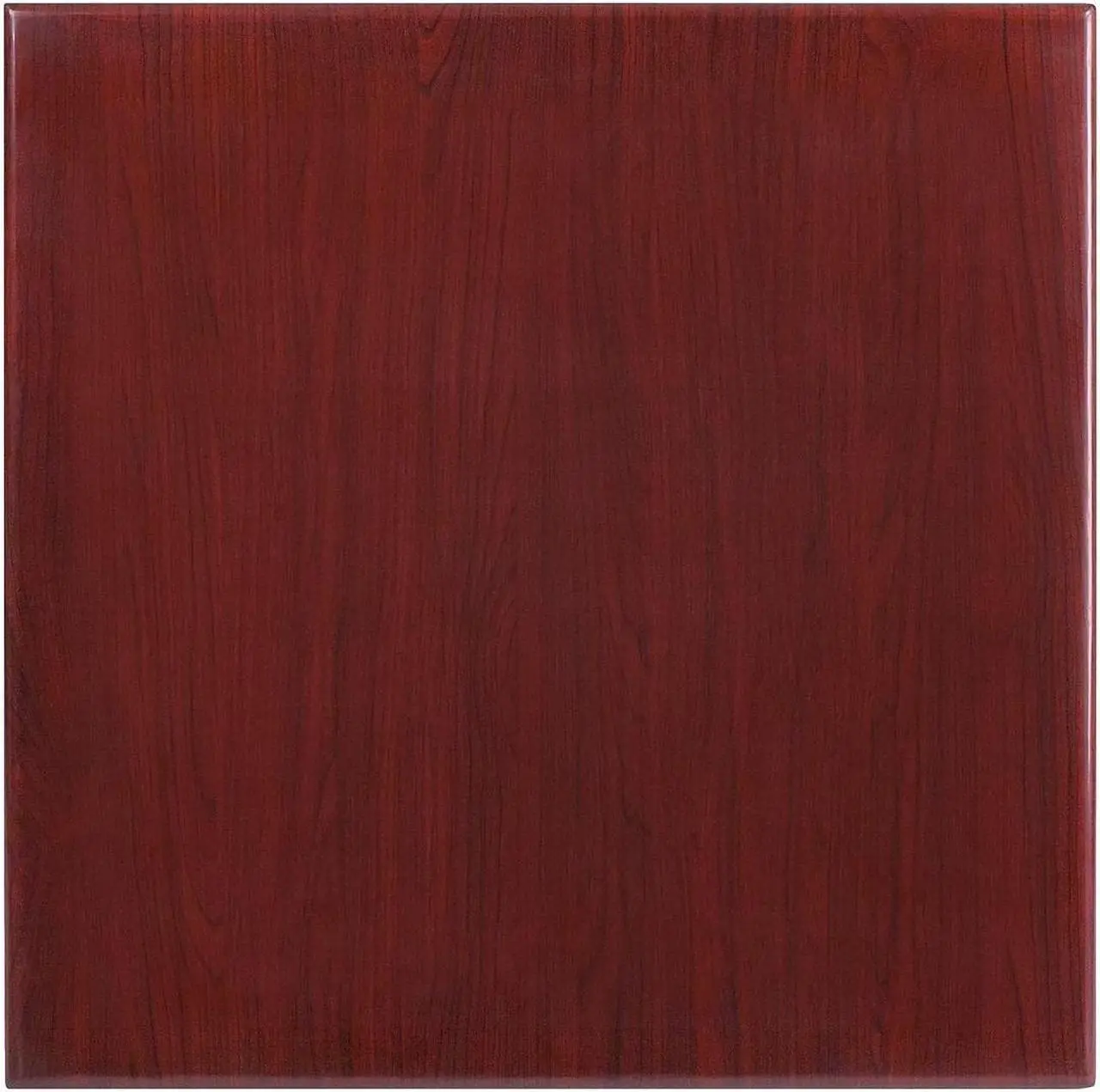 Alt view image 4 of 6 - 30'' Square High-Gloss Mahogany Resin Table Top with 2'' Thick Drop-Lip