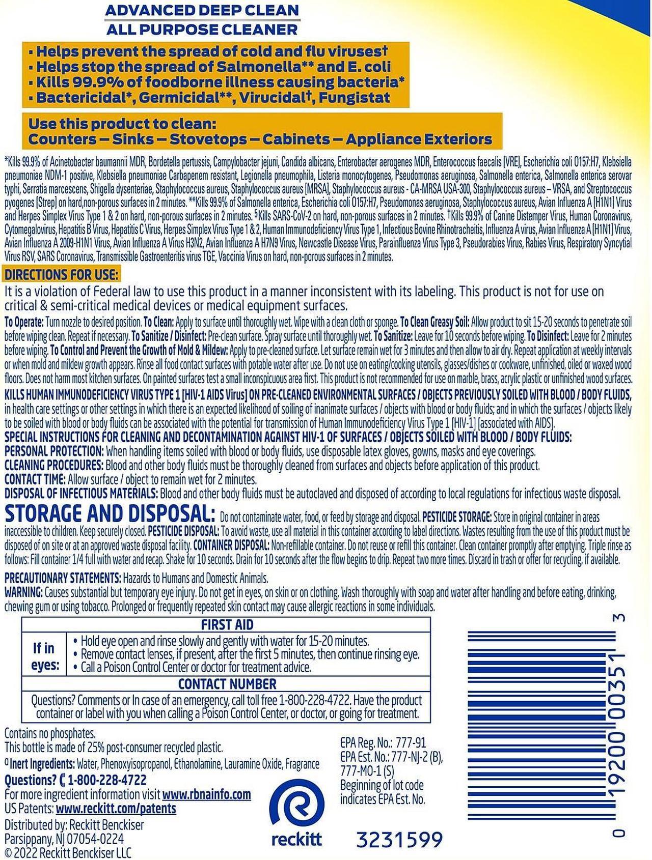 Alt view image 6 of 9 - Lysol Advanced Deep Clean Lemon Breeze Scent All Purpose Cleaner Liquid 32 oz.