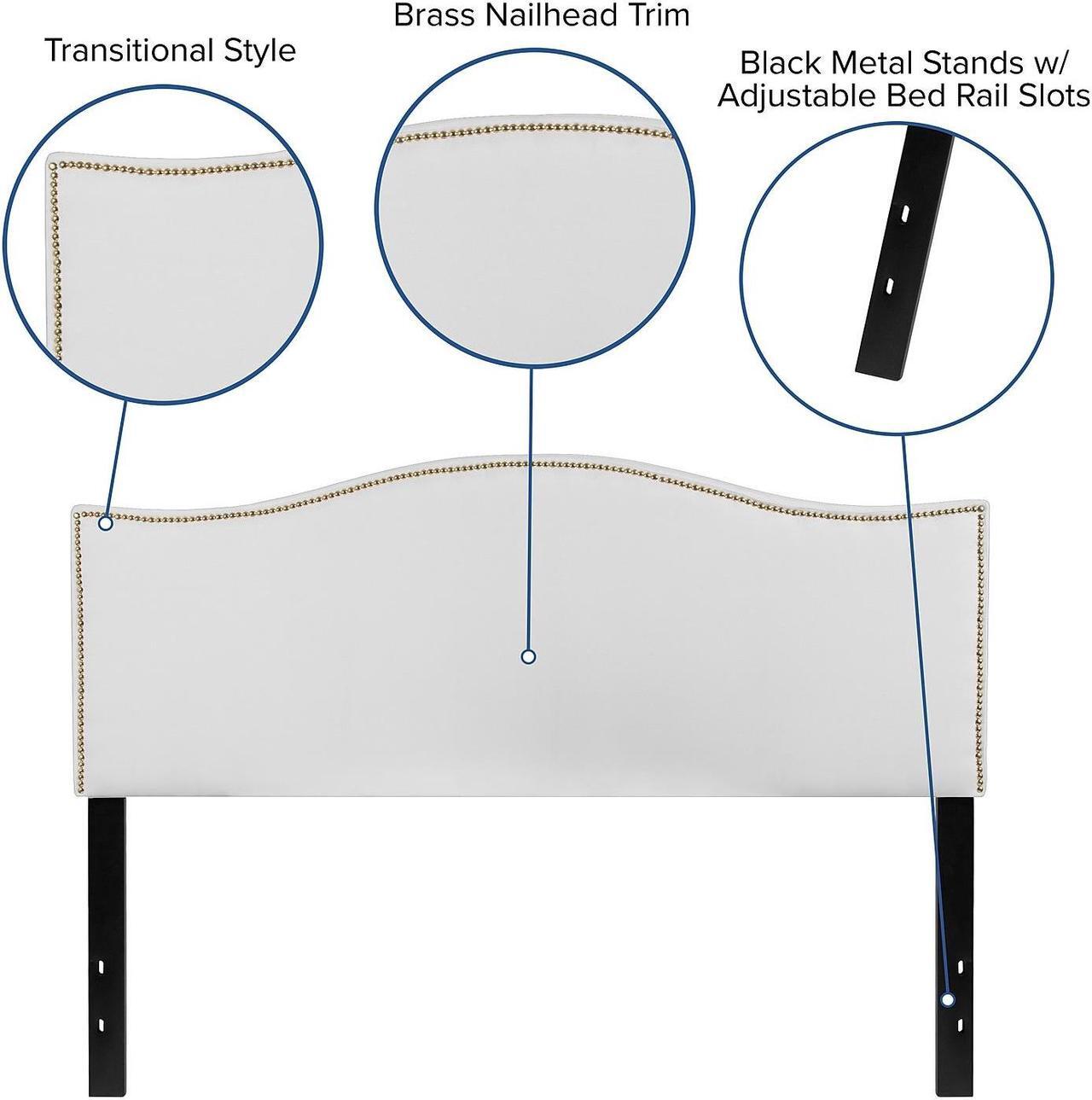 Alt view image 5 of 9 - Flash Furniture Lexington Upholstered Queen Size Headboard with Decorative Nail Trim in White Fabric