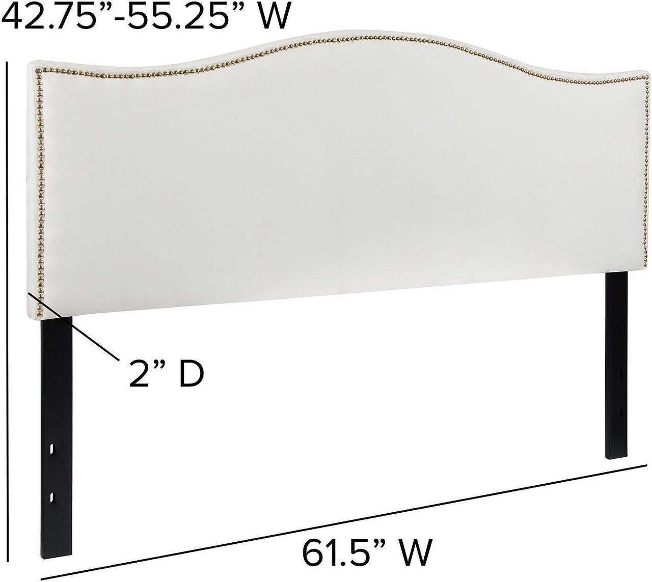 Alt view image 6 of 9 - Flash Furniture Lexington Upholstered Queen Size Headboard with Decorative Nail Trim in White Fabric