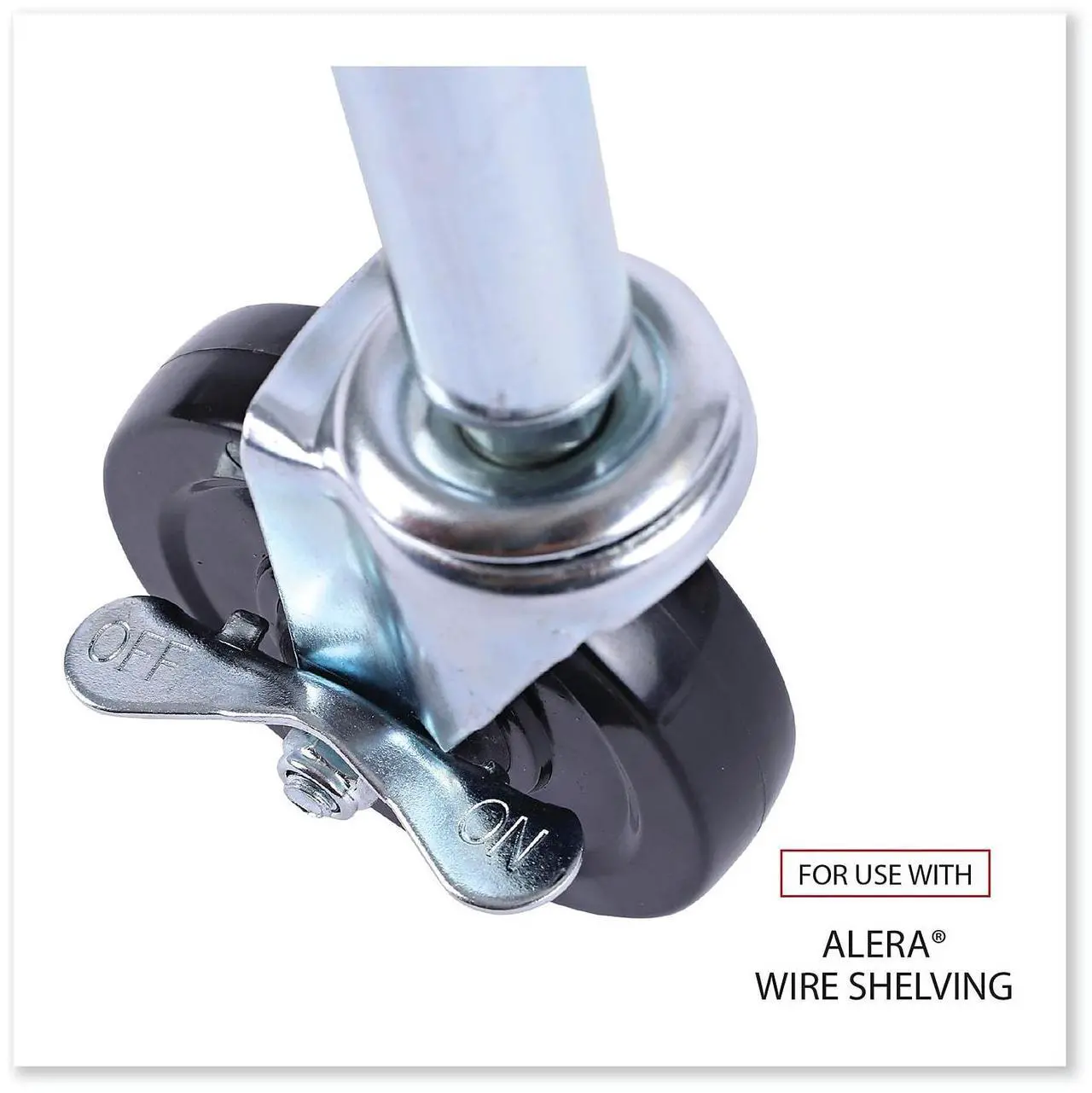 Alt view image 9 of 18 - Alera SW690004 Optional Casters for Wire Shelving, 200 lbs/Caster, Gray/Black, 4/Set