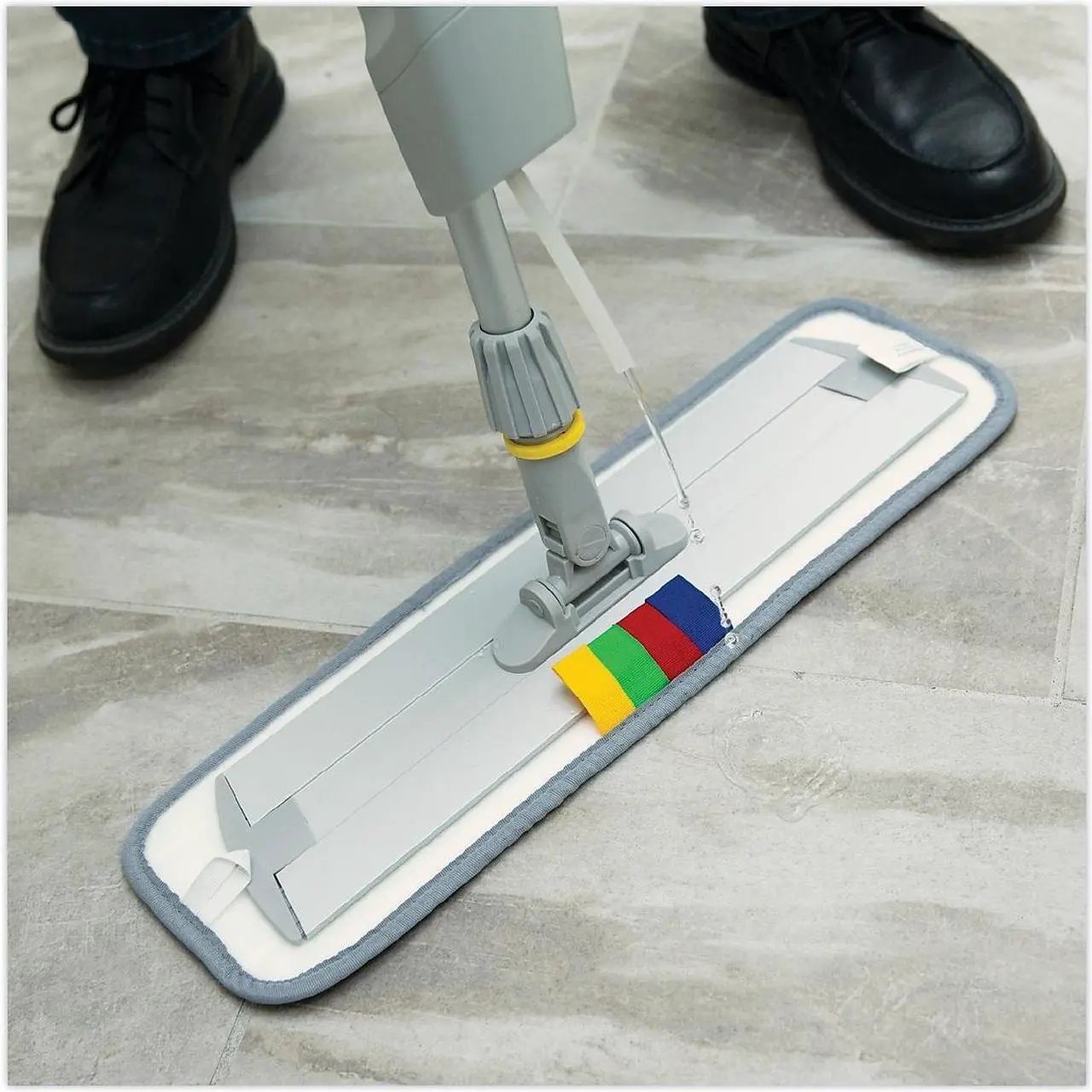 Alt view image 17 of 17 - Boardwalk Bucketless Microfiber Mop System 5 x 18 Head 59" Handle Blue/Gray BWMS16MFM