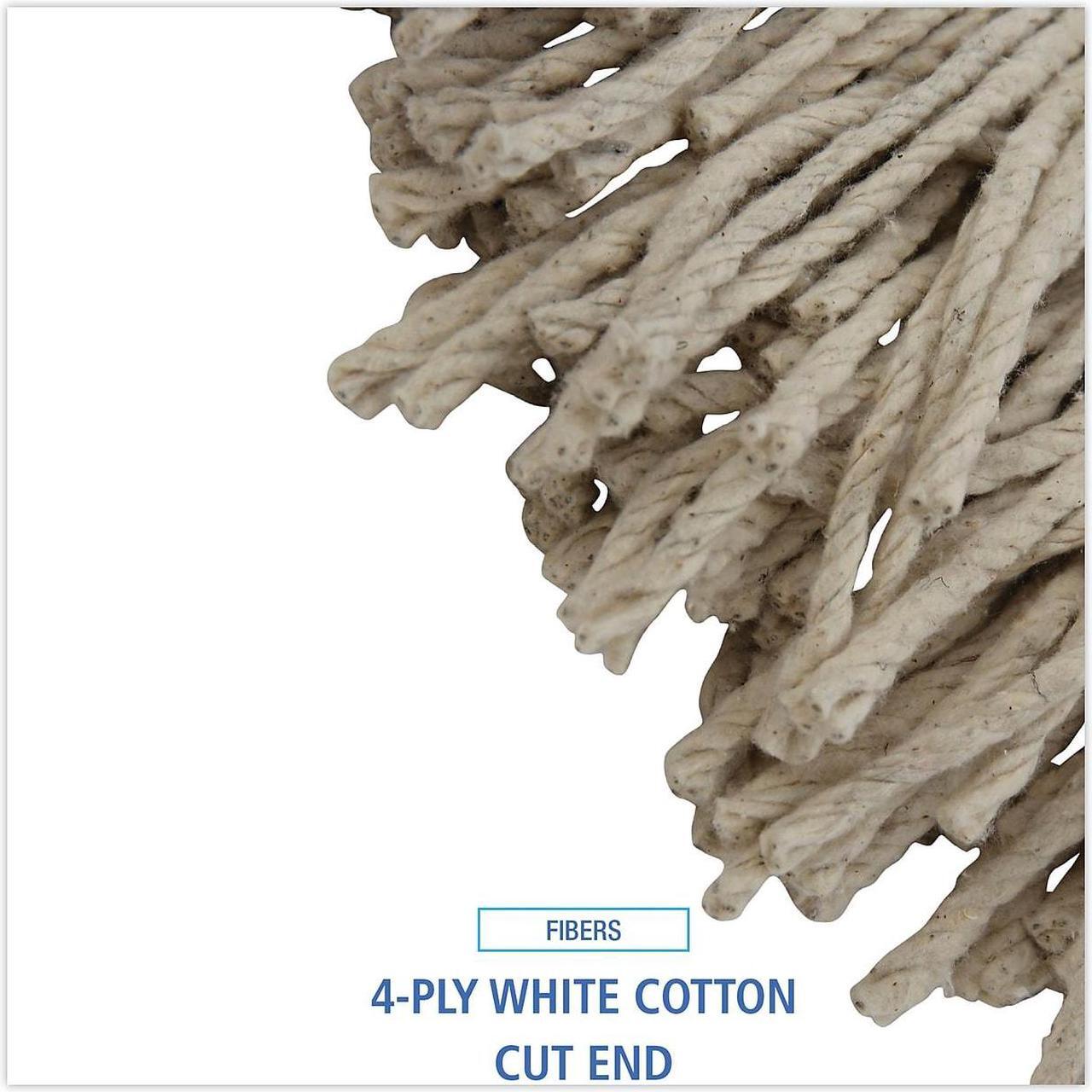Alt view image 6 of 9 - Boardwalk Mop Head, Lie-Flat Head, Cotton Fiber, 24oz., White, 12/carton BWKCM22024 Includes 12 mop heads per case.