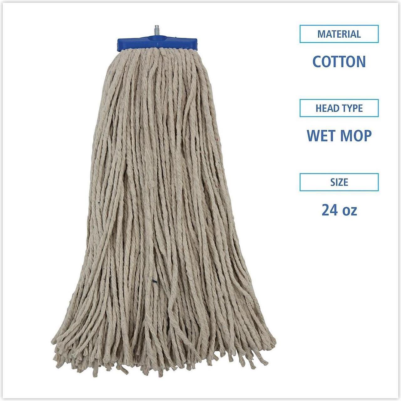Alt view image 4 of 9 - Boardwalk Mop Head, Lie-Flat Head, Cotton Fiber, 24oz., White, 12/carton BWKCM22024 Includes 12 mop heads per case.