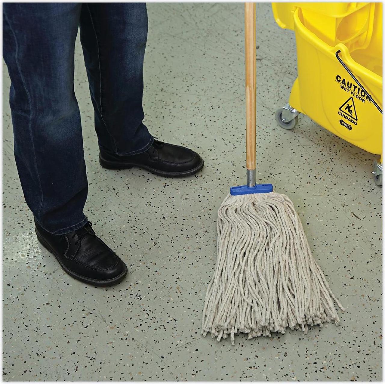 Alt view image 7 of 9 - Boardwalk Mop Head, Lie-Flat Head, Cotton Fiber, 24oz., White, 12/carton BWKCM22024 Includes 12 mop heads per case.