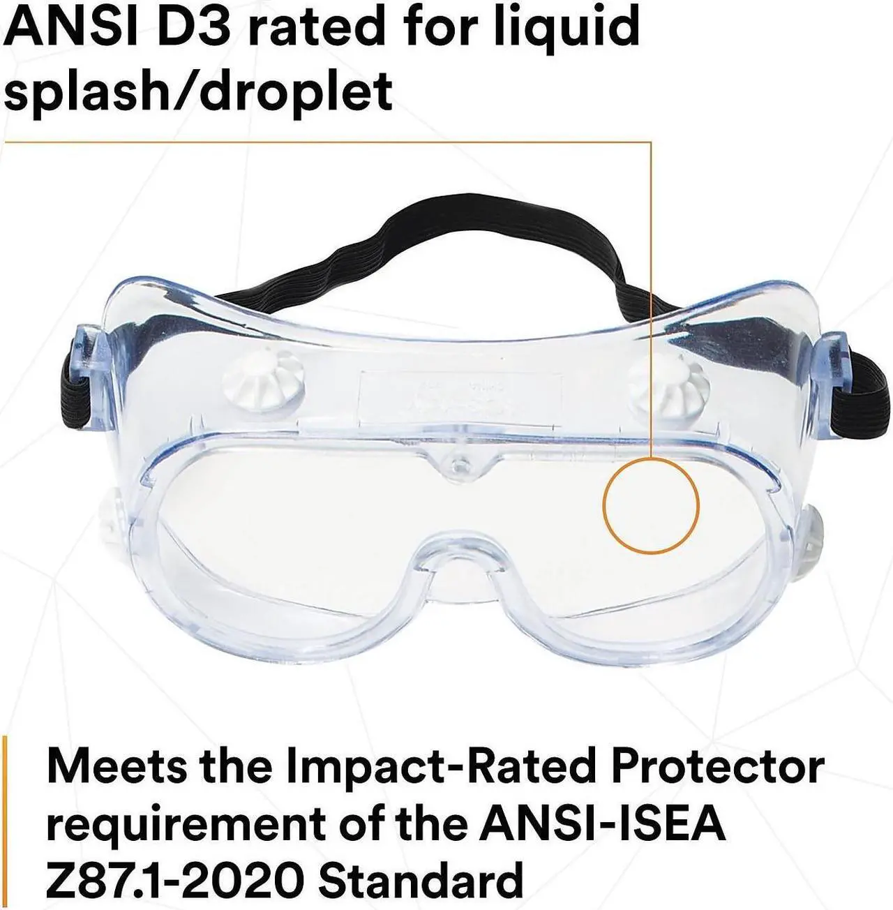 Alt view image 17 of 17 - 3M Safety Splash Goggle 334 Clear Lens 854129