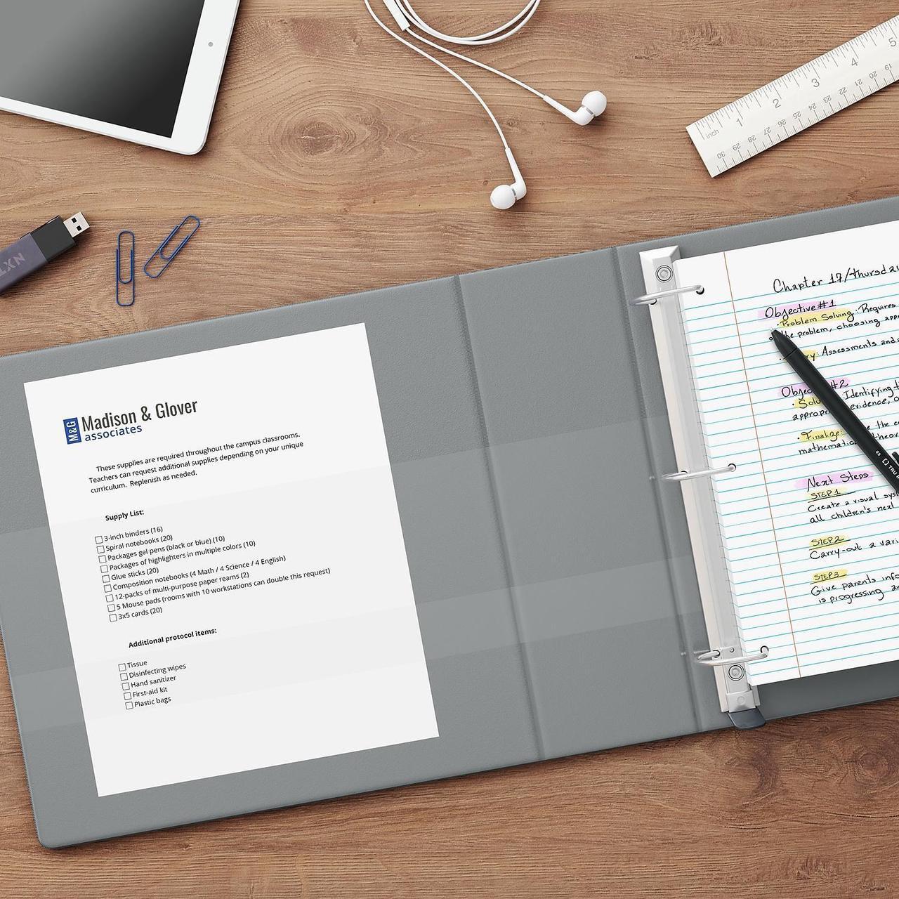 Alt view image 6 of 7 - Staples Heavy-Duty 3-Inch D 3-Ring View Binder Gray (26368) 976043