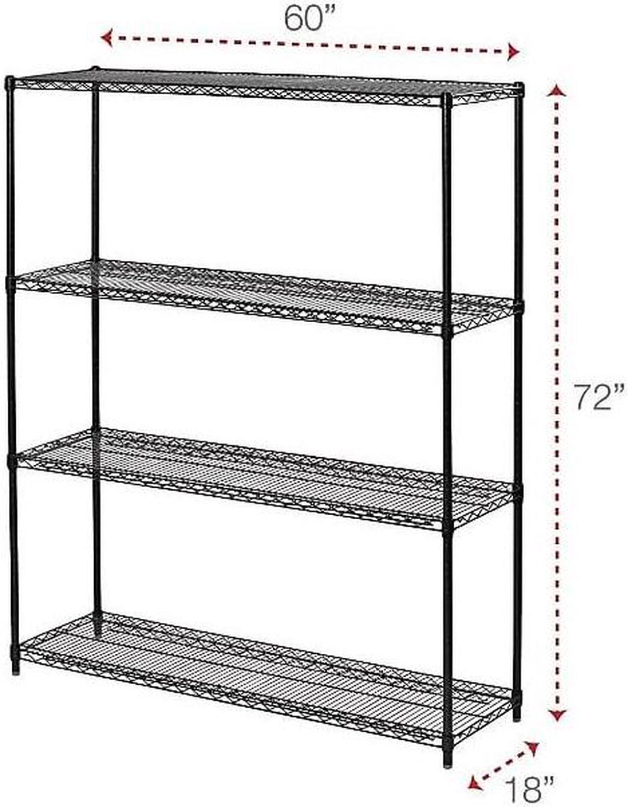 Alt view image 8 of 12 - Alera - 4TIND6018BA - All-Purpose Wire Shelving Starter Kit, 4-Shelf, 60 x 18 x 72, Black Anthracite+