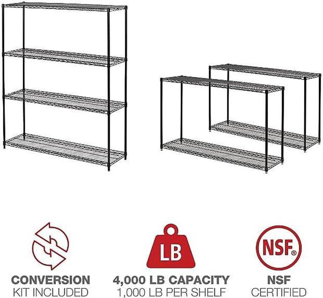 Alt view image 10 of 12 - Alera - 4TIND6018BA - All-Purpose Wire Shelving Starter Kit, 4-Shelf, 60 x 18 x 72, Black Anthracite+